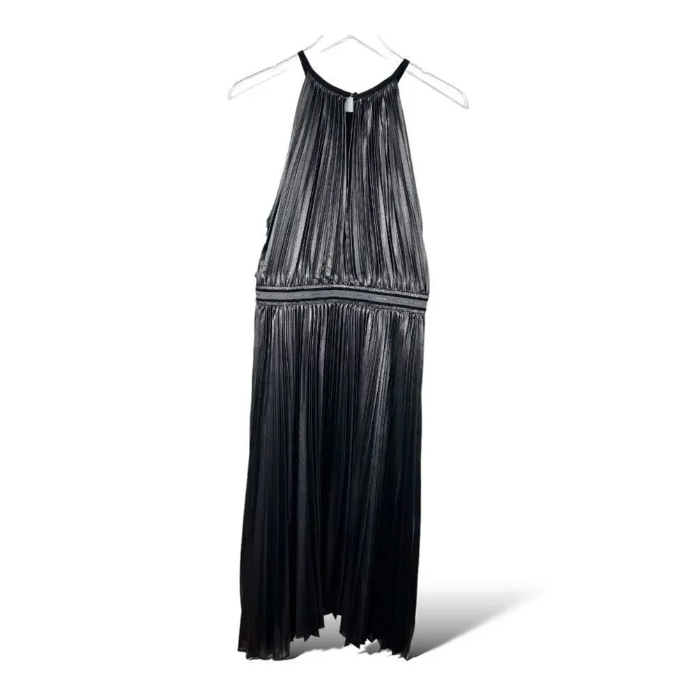 Bailey‎ 44 Women Madison Metallic Micro Pleated Asymmetrical Halter Dress Sz 6 - Picture 2 of 14